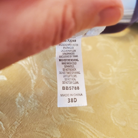 Black Bow Floral Lace Underwire Bra, Size 38 D - Picture 6 of 8